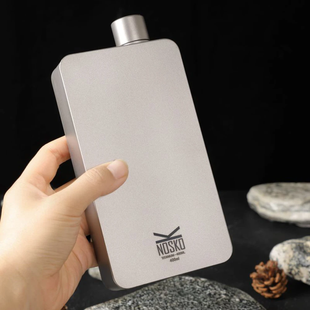 Juego de frascos de vino de titanio con embudo, botella de whisky portátil de viaje de 400ml, Material de titanio TA-1, vertido suave, a prueba de fugas