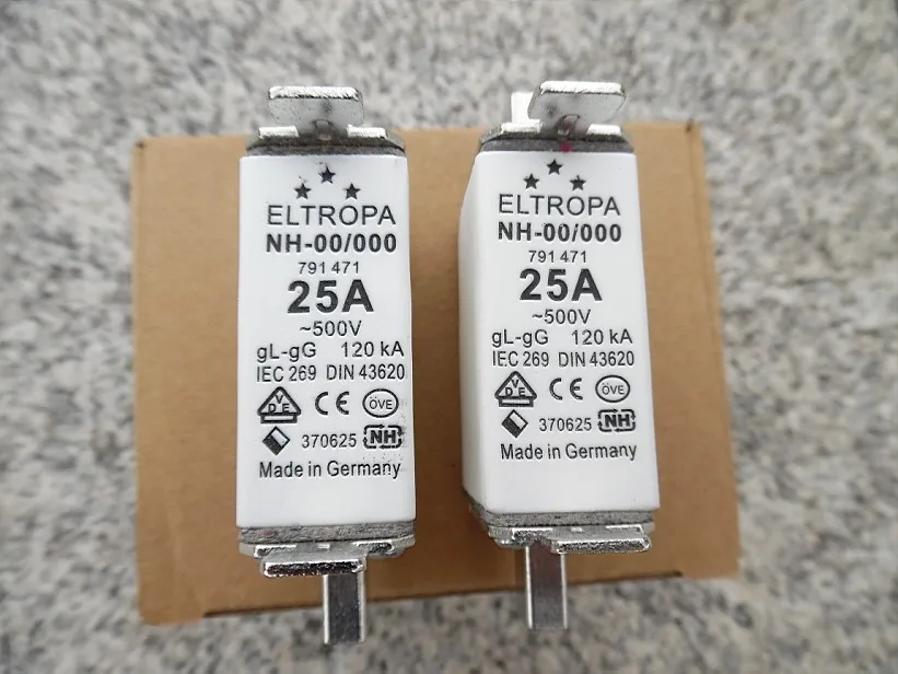 

Fuses: ELTROPA NH-00/000 25A 500V 120KA gL/gG 791471 / NH-00/000 20A 500V 120KA gL/gG 791470