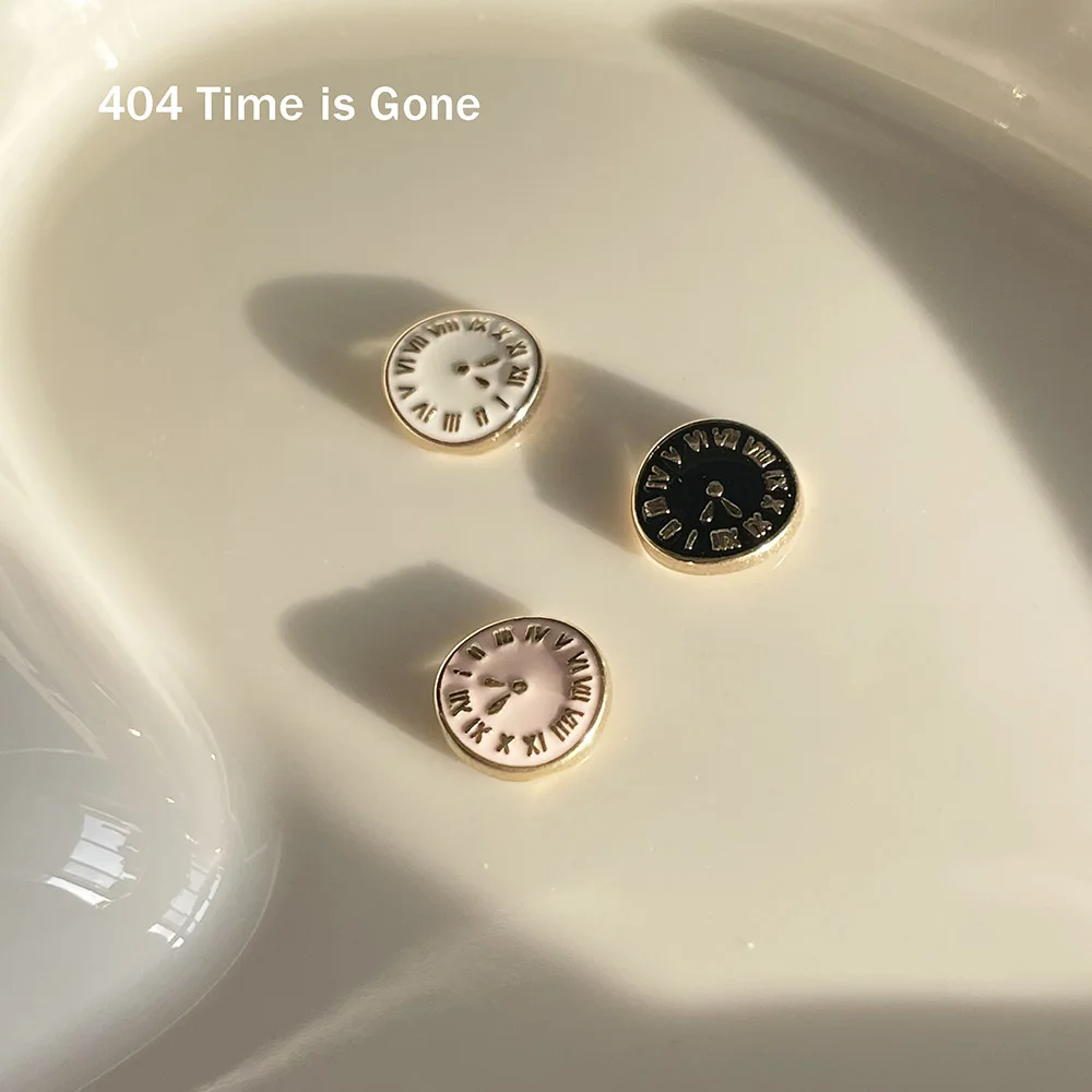 -Time is Gone- Realizm Roman Circle Clock Fingernail Charms White, Pink, Black Metallic Alarm Clock Alloy Nail Gels Jewel 404art