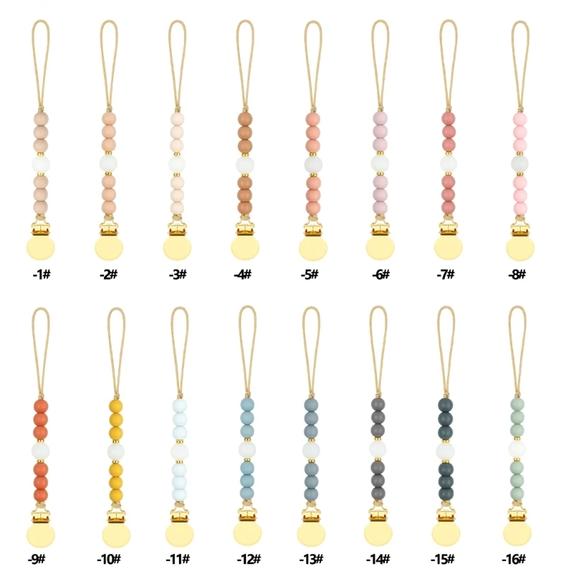 Practical & Portable Pacifier Strap Colorful Beads Pacifier Holder for Newborn