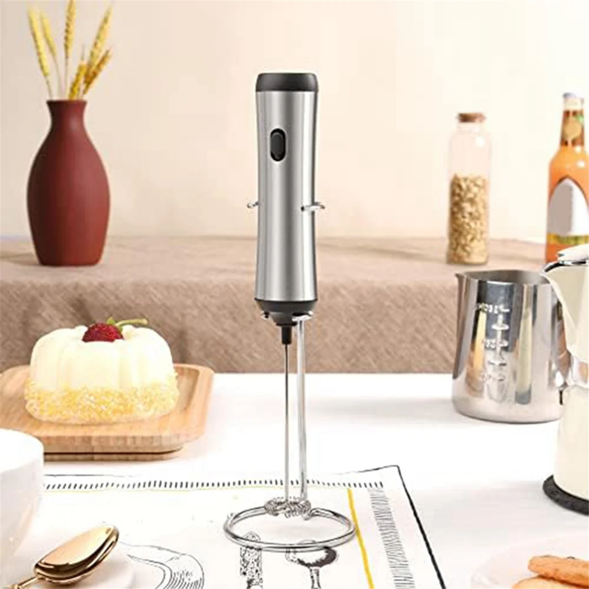 Schuimer Handheld, Elektrische Melkschuimer, Usb Oplaadbare Melkopschuimer, Mini Frother Met Standaard, Keuken Cadeau Hand Frother