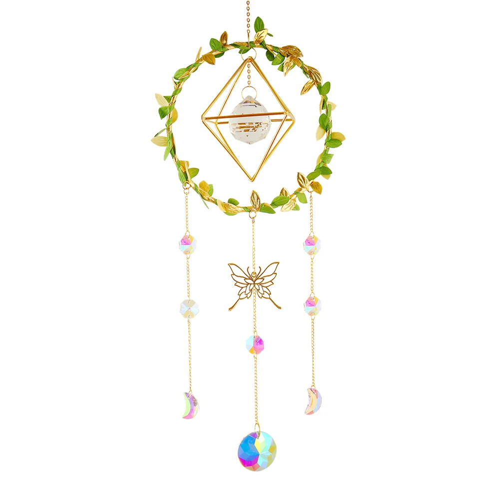 Light Catching Wind Chime Star Moon Round Heart Rainbow Maker Ornament Creative Sun Catcher Wind Chime for Wedding Decoration