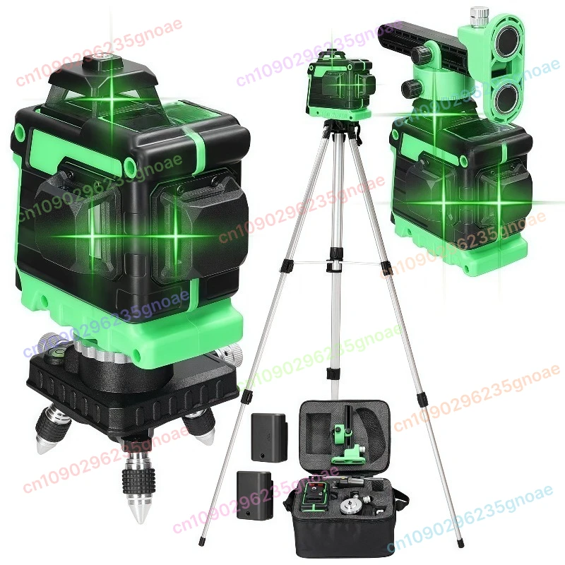 

12 16 Lines Laser Level Infrared Self Leveling 360° Green Beam Ground Leveling Tool B12 with Battery & Tripod