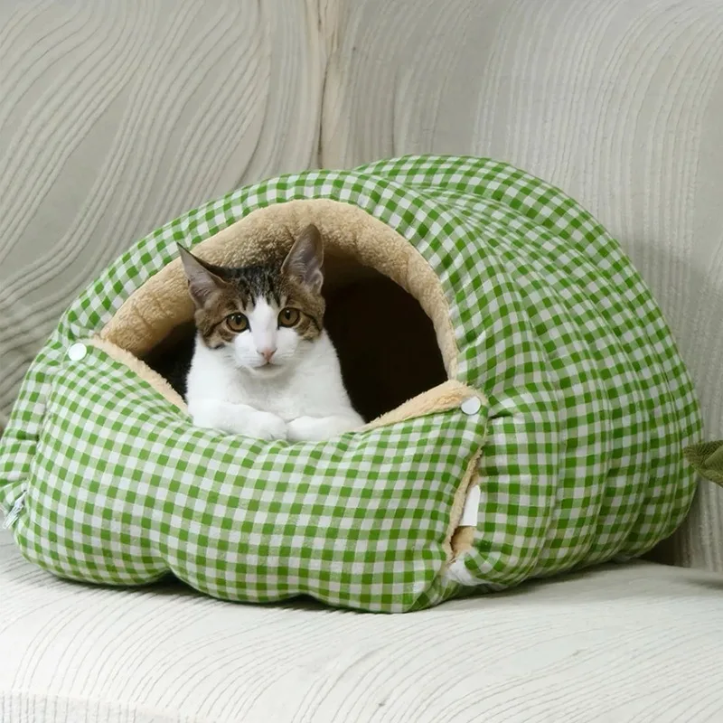 Cama nido cálida semi-cerrada para gatos y perros pequeños, saco - imagen 5