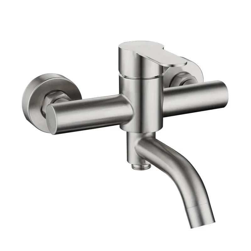 

Bathroom Shower Faucets Stainless Steel Triple Bathtub Faucet In-Wall Swivel Spout Hot Cold Mixer Valve Nozzle Shower Diverter