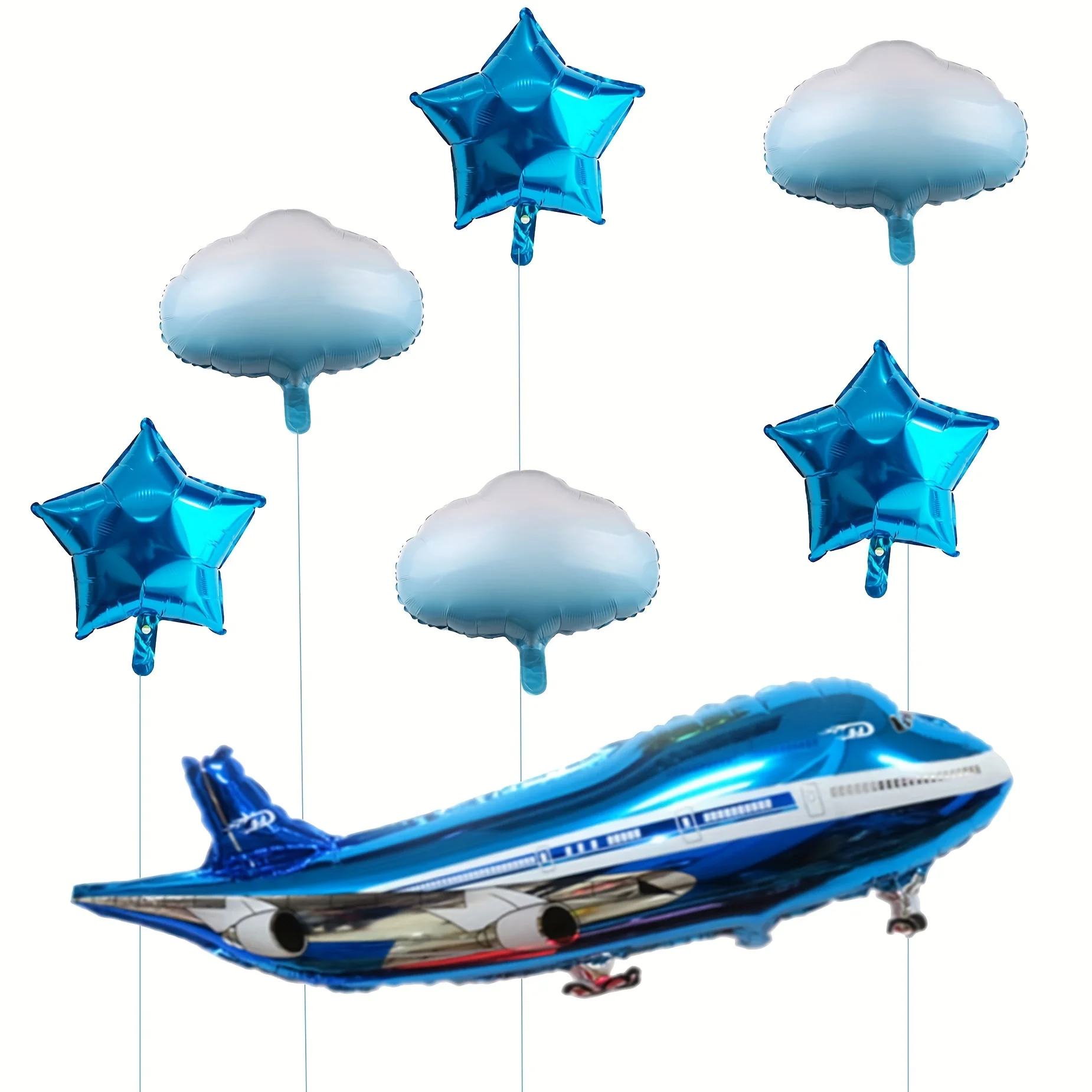 7er-Pack große Flugzeug-Party-Dekoration, Flugzeug-Luftballons, Geburtstagsparty-Zubehör mit einem Flugzeug-Pilot-Abenteuer-Thema