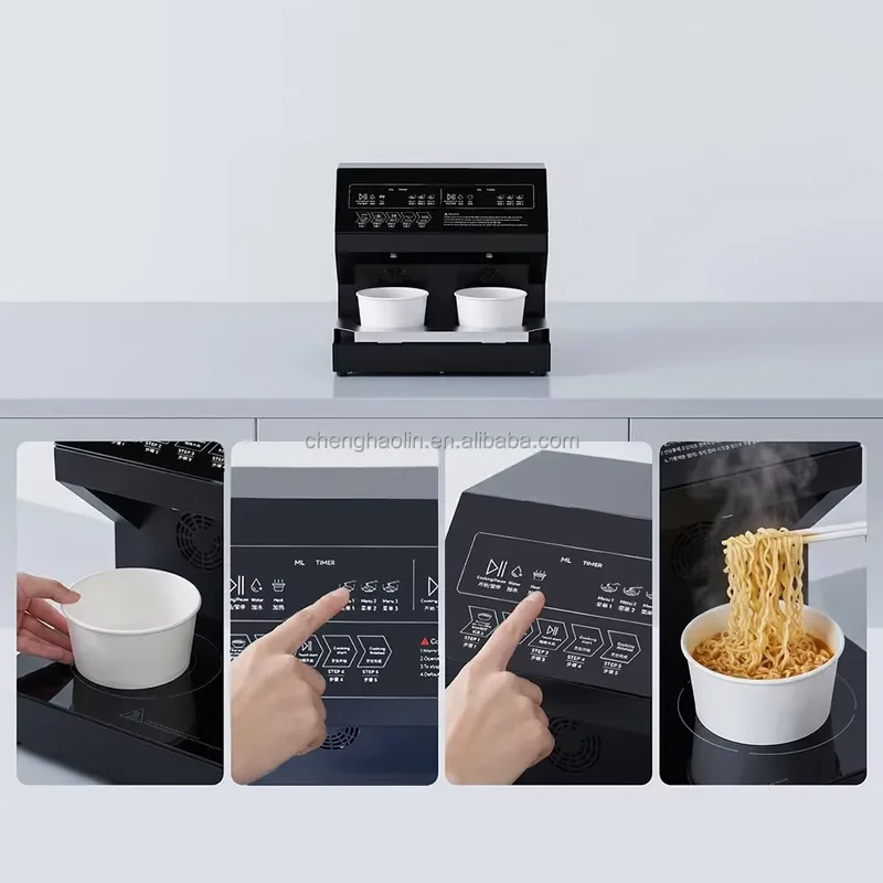Commercial Double Head Automatic Noodle Cooker with Timing and Auto Water Fill for Convenience Store Ramen Pot Kitchen