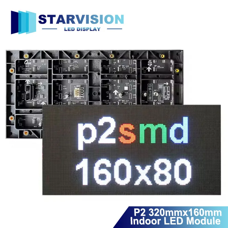P2 SMD1515 RGB Full Color Indoor 160x80Pixel 1/40Scan 320x160mm LED Matrix Module Advertising Panel Display Screen