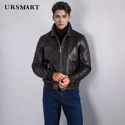 Classic black calfskin men's jacket New products for autumn and winter High-quality genuine leather short jacket for men