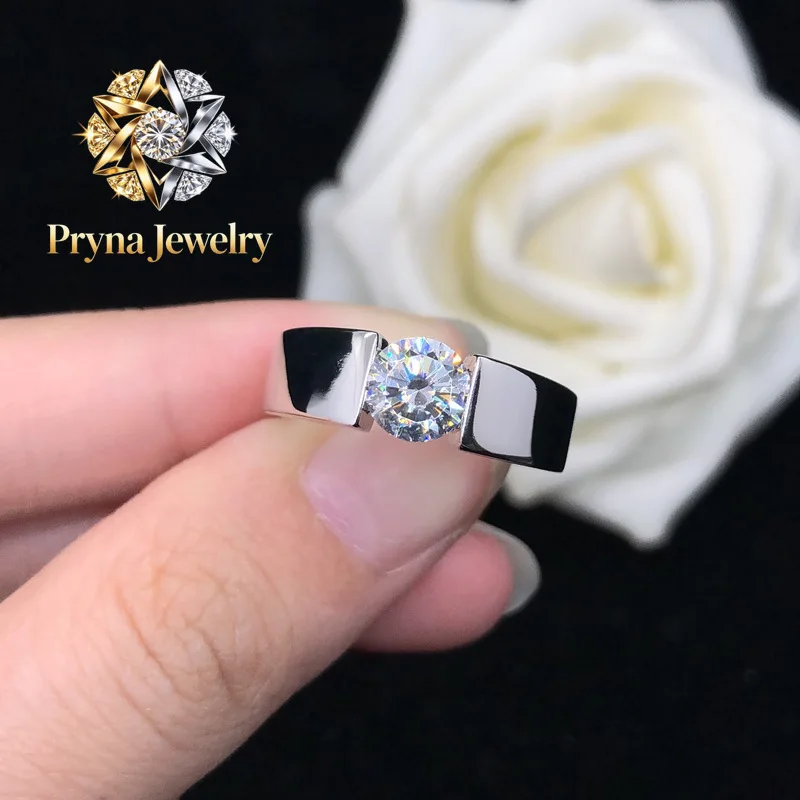 

Pryna Jewelry PT950 Platinum 1 Carat Moissanite Couples Rings, Minimalist, Timeless Design & Premium Craftsmanship