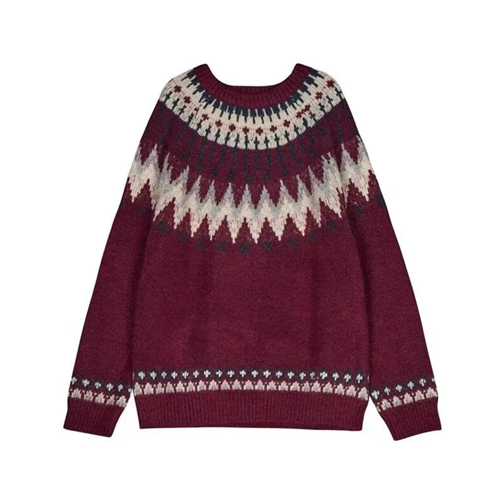 

Мужской зимний свитер Fair Isle, женский вязаный пуловер с геометрическим узором, унисекс, теплый повседневный праздничный свитер, топ