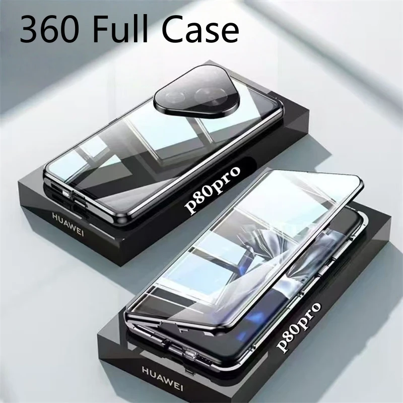 

360 Full Case For Huawei Pura 80 Pro Plus Case Double Sided Magnetic Adsorption Metal Tempering Glass Protect Cover