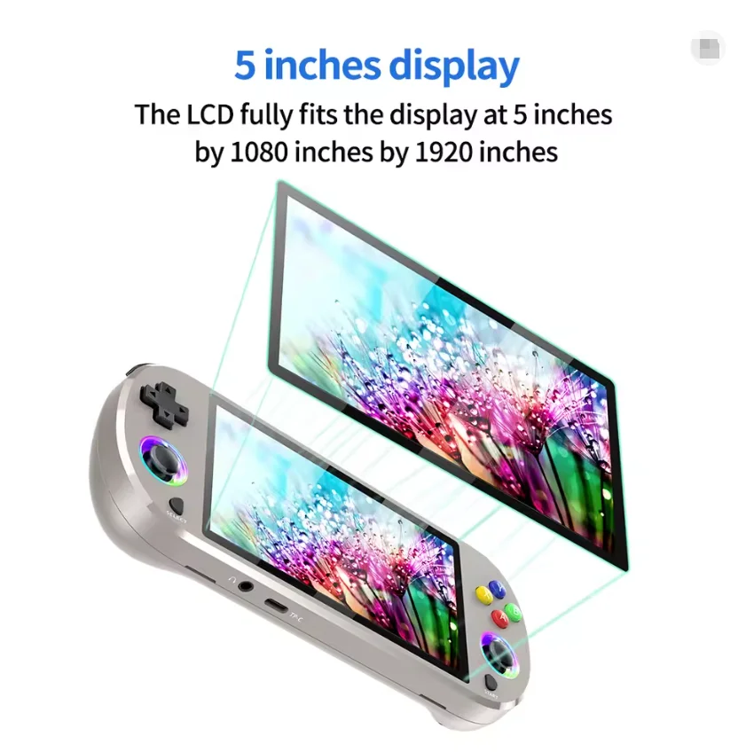 

M22 Pro 5 Inch 1080P Handheld Game Console N909 Dual Core RGB Rainbow Light Joystick Linux Em elec 4.3 3000mAh 30000+ Games TF