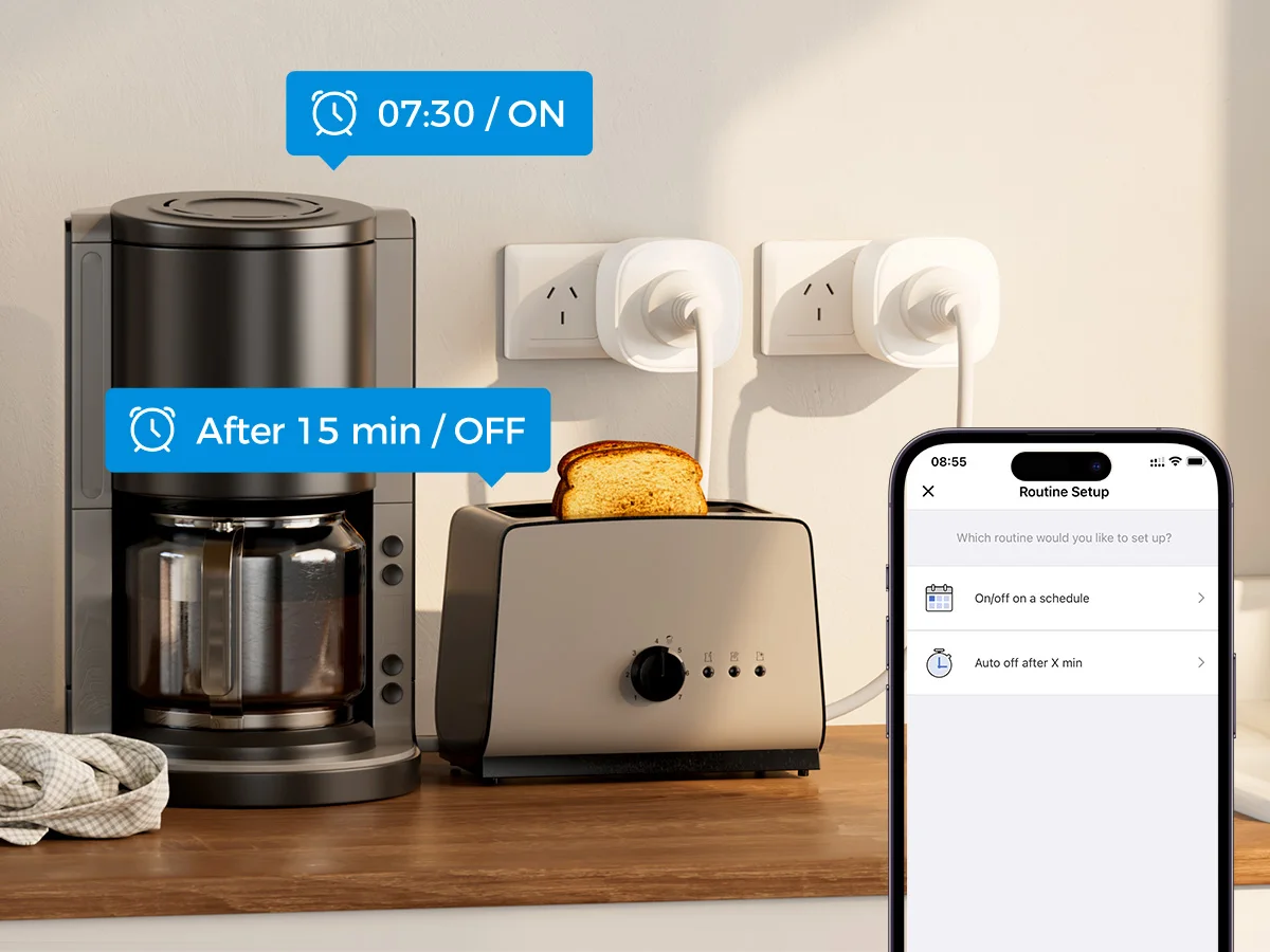 منفذ Meross Smart Plug WiFi مع مراقبة الطاقة، وجهاز التحكم عن بعد في التطبيق، ووظيفة التوقيت، متوافق مع Alexa، ومساعد Google