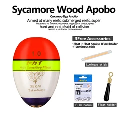1PC Fishing Float Rock Fishing Buoy+1 Light Stick+1 Bag Hooks+1 Float Rest Sea Rock Fishing Paulownia Abo Ocean Fish Float Tools