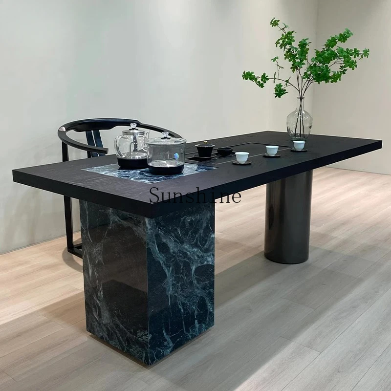 

Balcony household small tea table rock slab light luxury modern high-end design Italian minimalist solid wood