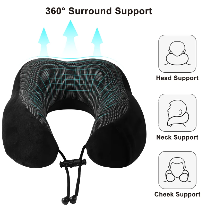 Memory Foam U-shaped Neck Pillow Neck Cushion Soft Neckrest Pad  Portable Travel Pillow Cervical Healthcare Massage Neck Pillow