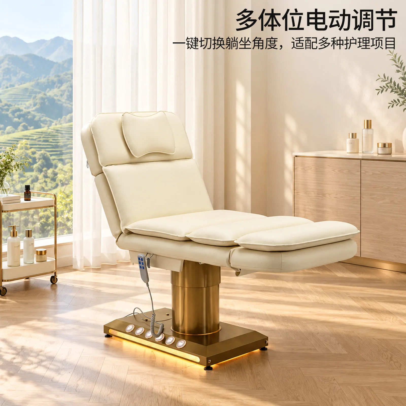 Multi-function Electric Beauty Table One-touch Flat Reclining Permanent Makeup Tattoo Massage Bed for Eyelash Physiotherapy