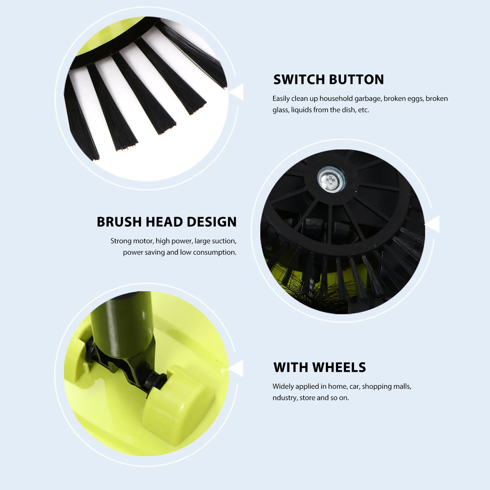 

Hand Push Sweeper Multi Function Broom Dustpan Trashbin ABS Steel 360 Degree Brushes PET Material Adjustable Floor Cleaner Hard