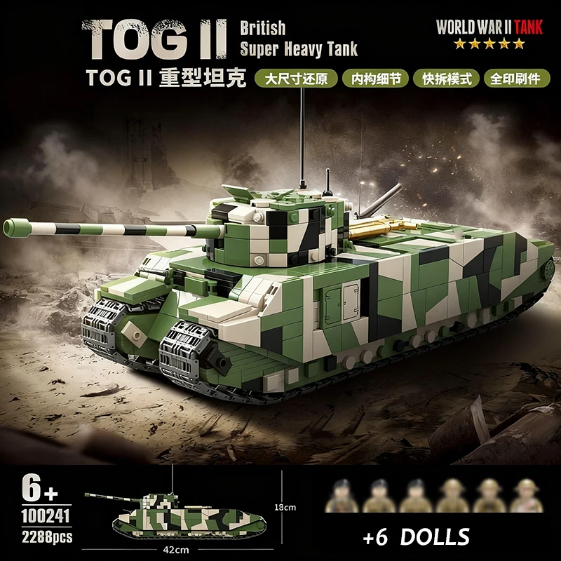 MOC British TOG II Carro Pesante Building Blocks Kit WWII Veicolo Blindato Militare Modello di Personaggio Mattoni Bambini Wargame Giocattoli Regali