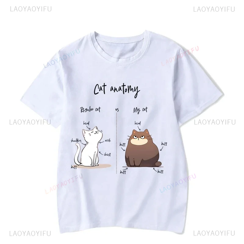 

New Arrival Cat Anatomy Graphic Tees Fashion Casual Harajuku Streetwear Hip-hop Hipster O-neck Short Sleeve Hot Sale Tops Tshirt