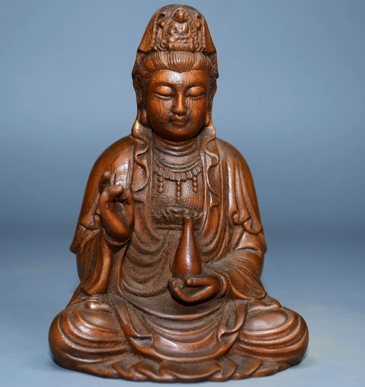 Sculpture sur bois chinoise, Statue de bouddha en bois, Sculpture sculptée à la main, cadeau de compassion