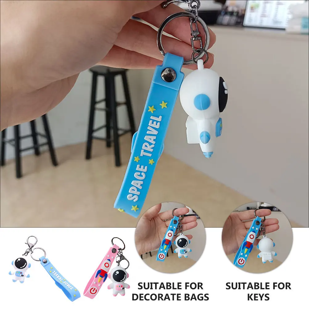 Cartoon Spaceman Keychain Set – 2pcs Astronaut Pendant Charms for Keys, Bags & Backpacks