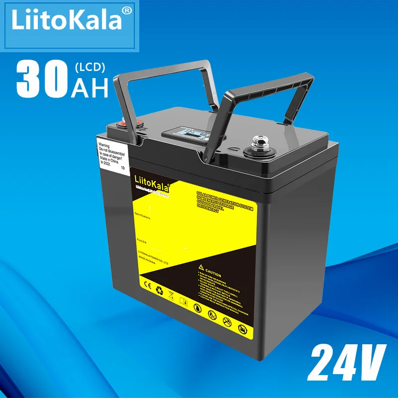 LiitoKala 24V 30Ah 60Ah 80Ah 100Ah 150Ah LiFePO4 battery LCD For 8S 29.2V RV Campers Golf Cart Off-Road Off-grid Solar Wind