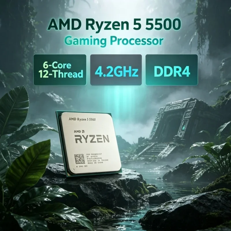 AMD Ryzen 5 R5 5500 Desktop CPU 6-Core 12-Thread 3.6GHz Base 4.2GHz Boost 16MB L3 7nm 65W Socket AM4 DDR4 Memory for Office