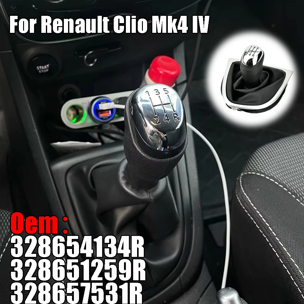 

5 Speed For Renault Clio Mk4 IV 2012-2019 Gear Shift Knob Lever Shifter Pen Gearbox Gaiter Boot Collar Case Cars Accessories