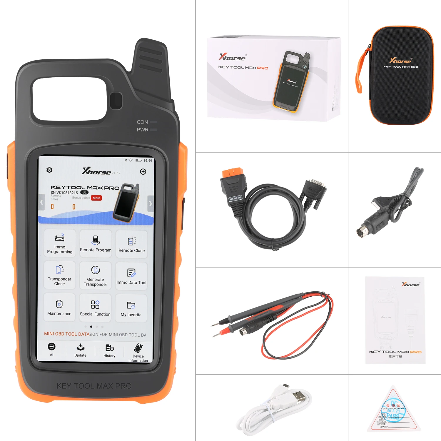 

Новейший Xhorse VVDI Key Tool Max Pro с мини-инструментом OBD, функция считывания напряжения и тока утечки