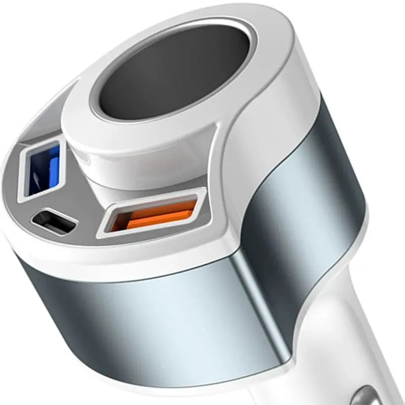 Car With Cigarette Lighter Splitter Socket Fast Charging Multi Port Vehicle Power Adapter Type C Dual USB