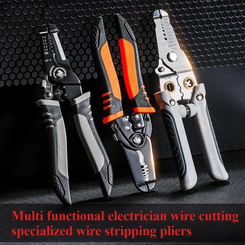 1pcs industrial-grade Electrician Wire Stripper/Crimper Tool Wire Stripping Cutting Pliers For Peeling/Network Cabling