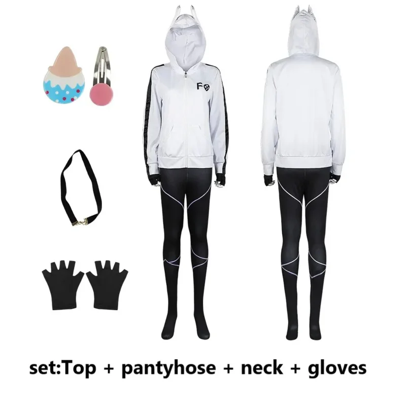 Anime Kemono Jihen Kon Cosplay disfraz chaqueta uniforme traje abrigo blanco pantalones guantes fiesta de Halloween cremallera sudaderas con capucha Setx;