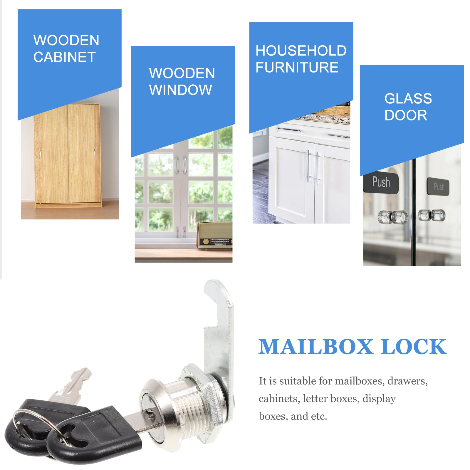 

4 Sets Cabinet Door Lock Key Cylinder for Storage Unit with Metal Drawer Locks Kitchen