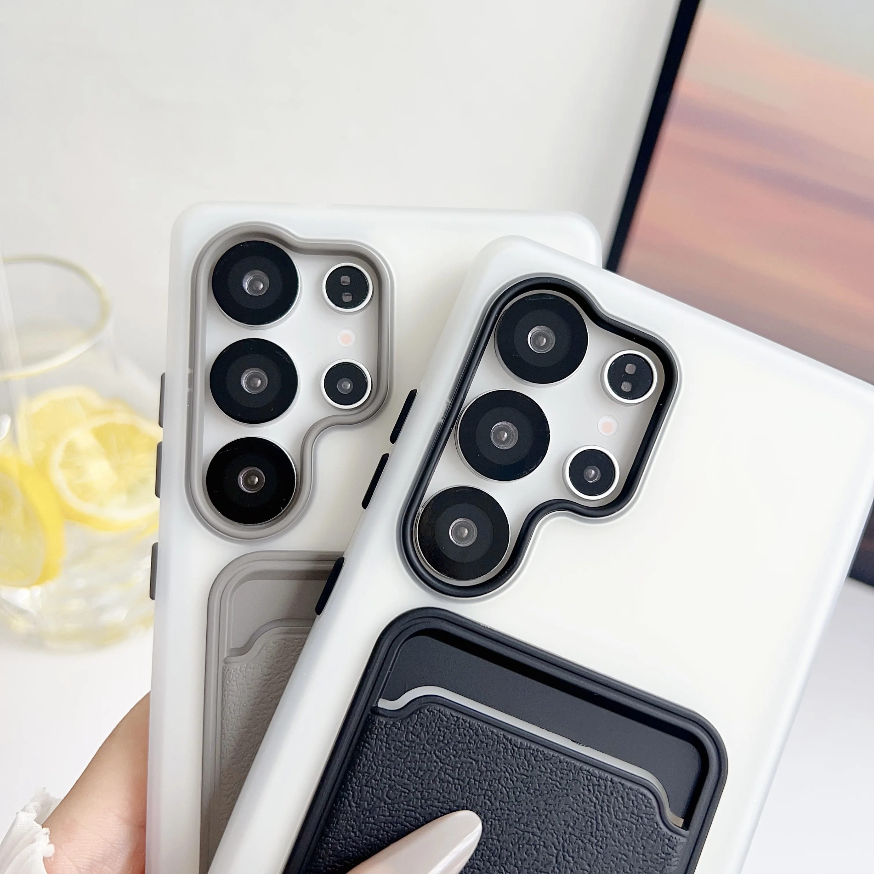 2In1 Soft Silicone Card Pack Phone Case for Samsung S25 Edge S24 S23 Ultra Plus Matte Insert Nonslip TPU Shockproof Bumper Cover