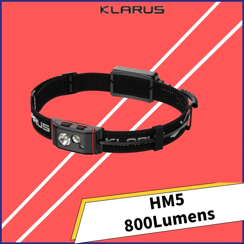 klarus-高出力トリプルライトヘッドランプ、軽量、800ルーメン、hm5
