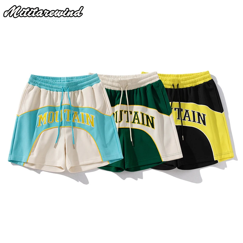 Basketball Shorts Men Summer Elastic Waist Drawstring Above Knee Length Training Sweatpants Contrast Color Breathable Short Male