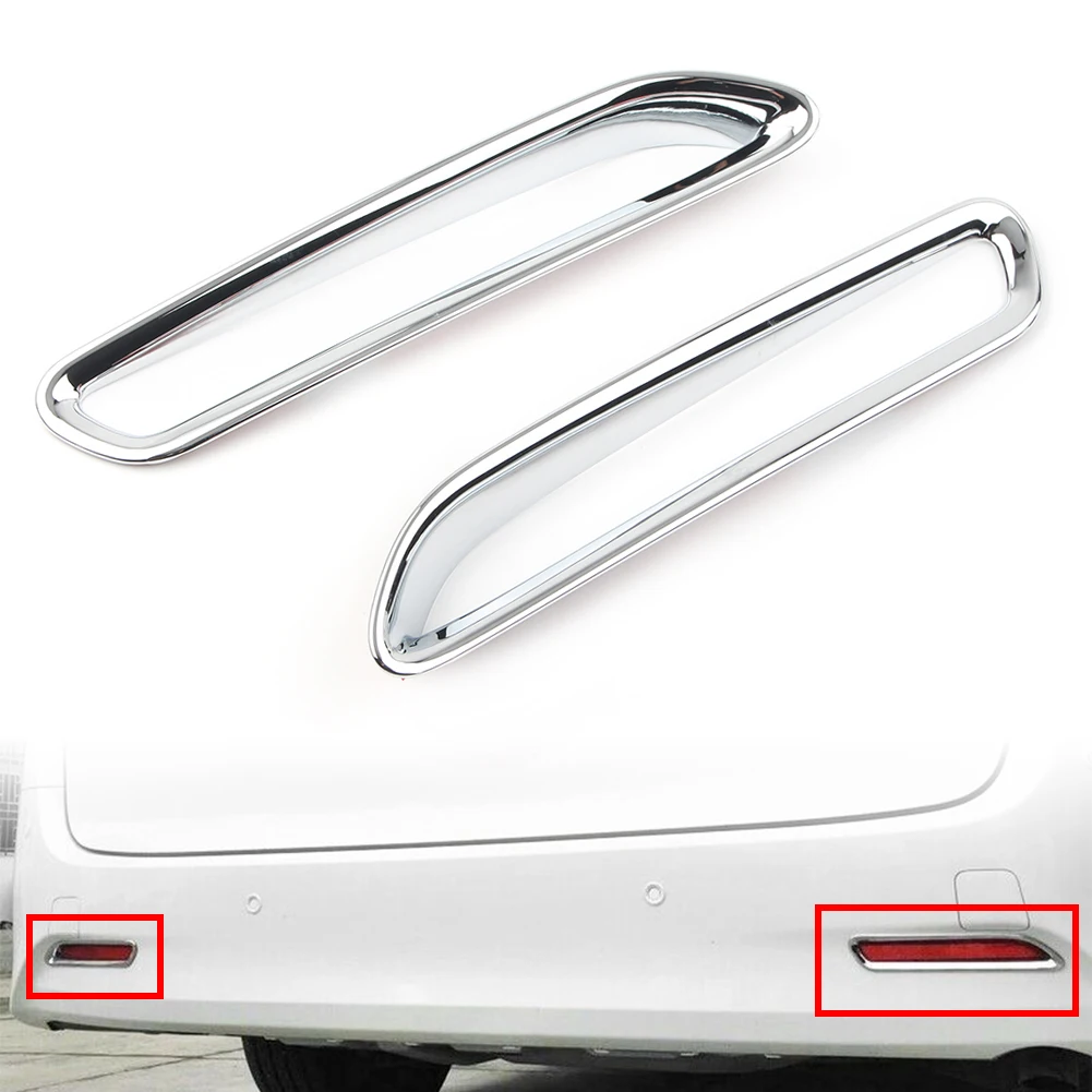 2Pcs Car Chrome Rear Bumper Reflector Fog Light Cover Trims For Toyota Alphard Vellfire 2016 2017 2018 2019