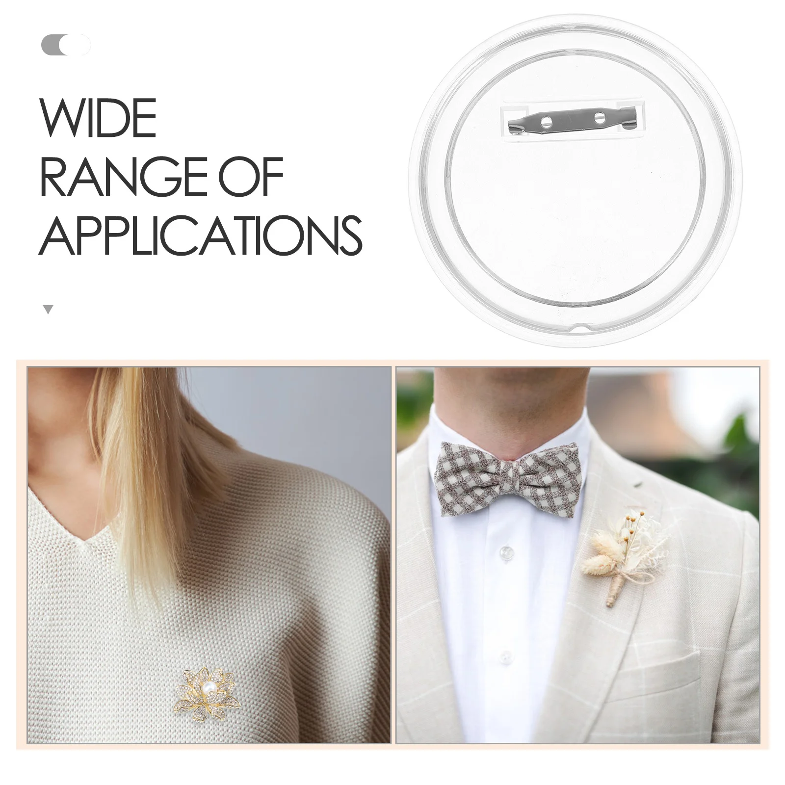 10Pcs Acrylic Badge Pins Transparent Frame 75Mm Large Photo Button Pins DIY Craft Supplies for Personal Style Gifts