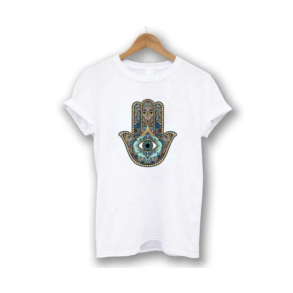 Hamsa fatima hand Iron-On Transfer For Clothing DIY Washable T-Shirts Stickers Religious Talisman Colored Sign Patches Appliqued