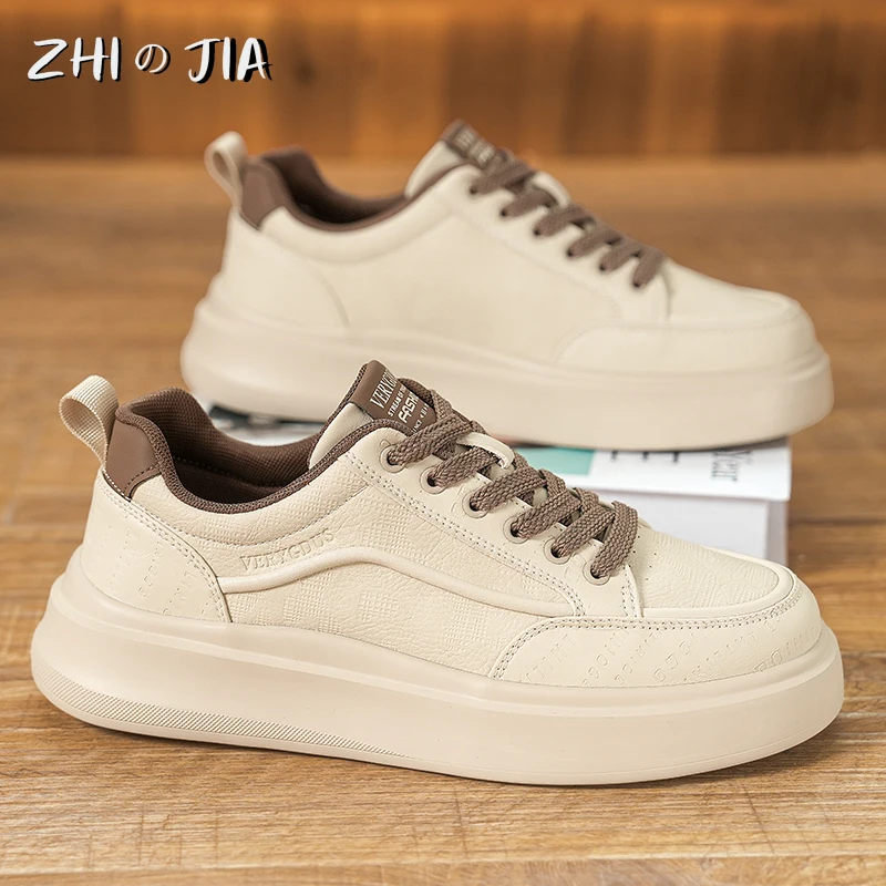 

Весенне-осенние кожаные спортивные туфли, новые мужские повседневные кроссовки, модные белые туфли, туристическая обувь для походов, размеры 39-44.