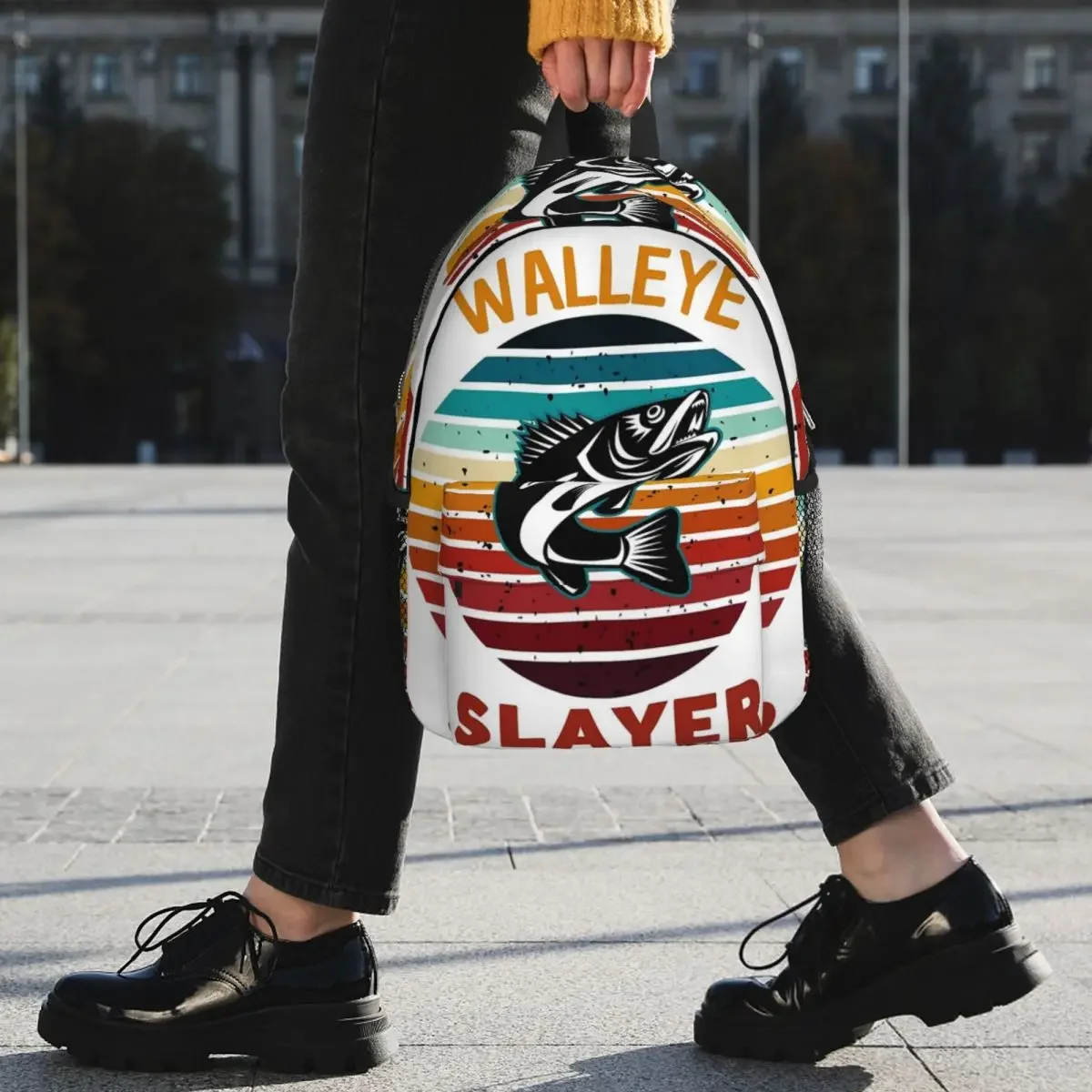 Walleye Slayer Design For Fishing Backpacks Boys Girls Bookbag Children School Bags Laptop Rucksack Shoulder Bag Large Capacity