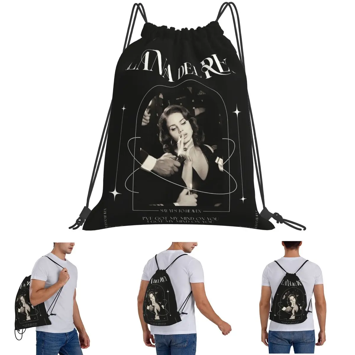 Lana Del Rey Backpacks Portable Drawstring Bags Sports Bag Book Bags for Man Woman School