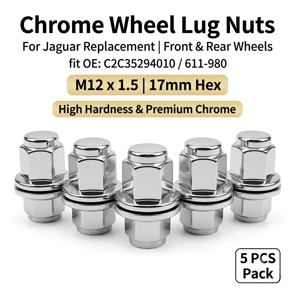 M12x1.5 Wheel Lug Nuts for Jaguar XF XJ S-Type C2C35294010 611-980 Front Rear Wheels Hub Lug Nuts Caps Fasteners 5/10Pcs
