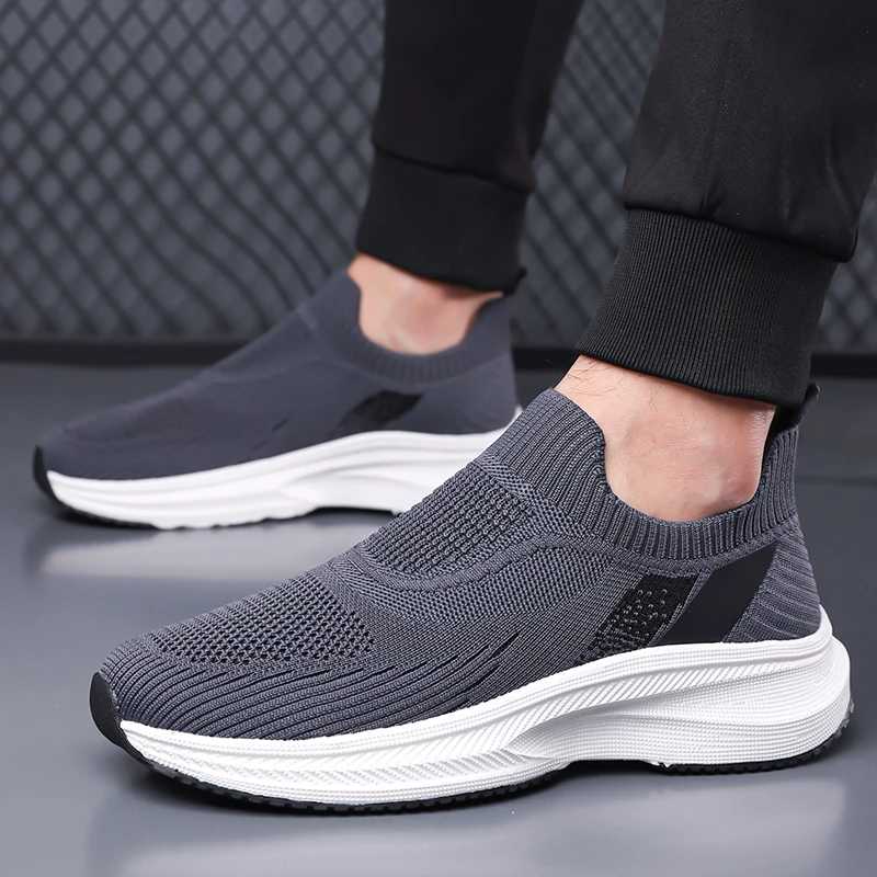 

Flying Woven Shoes Men's Mesh Breathable Summer Light One-pedal Lazy Height Increase Korean Version of Casual Sports Mesh