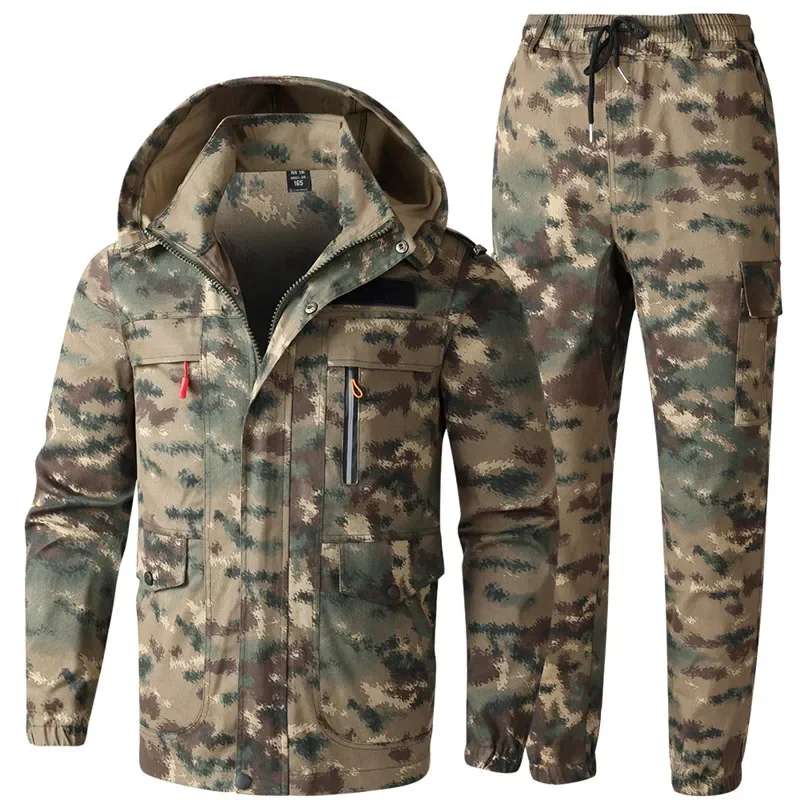 Spring and Autumn Men's Workers Stretch Work Clothes Wear Resistant and Heat Resistant Camouflage Labor Protection Clothing