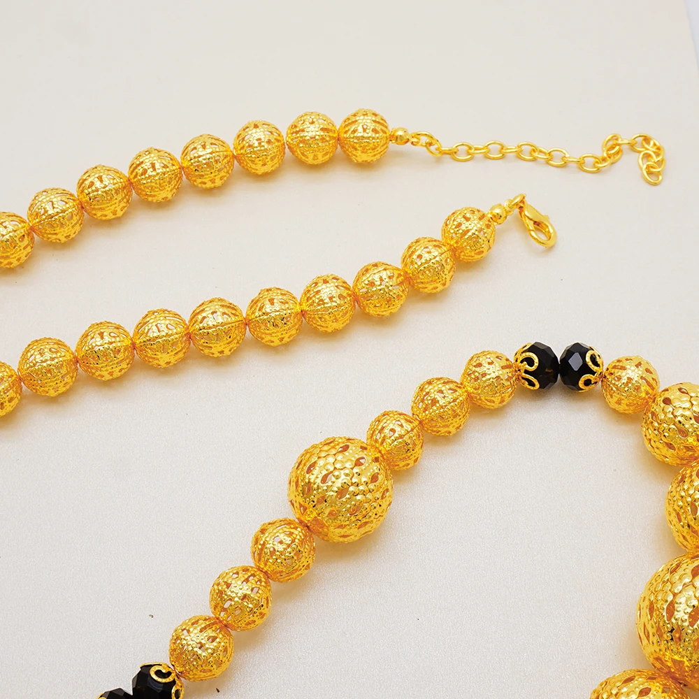 2024 Dubai Gold Color Jewelry Set Layered Necklace Big Pendant Sets For Women African Bridal Wedding Party Jewellery Gifts