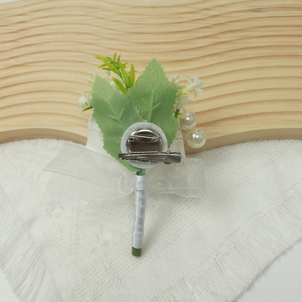 Свадебная бутоньерка с жемчугом и лентой для жениха, свадебный цветок для мужчин, бутоньерка, свадебные украшения, аксессуары для вечеринок для мальчика