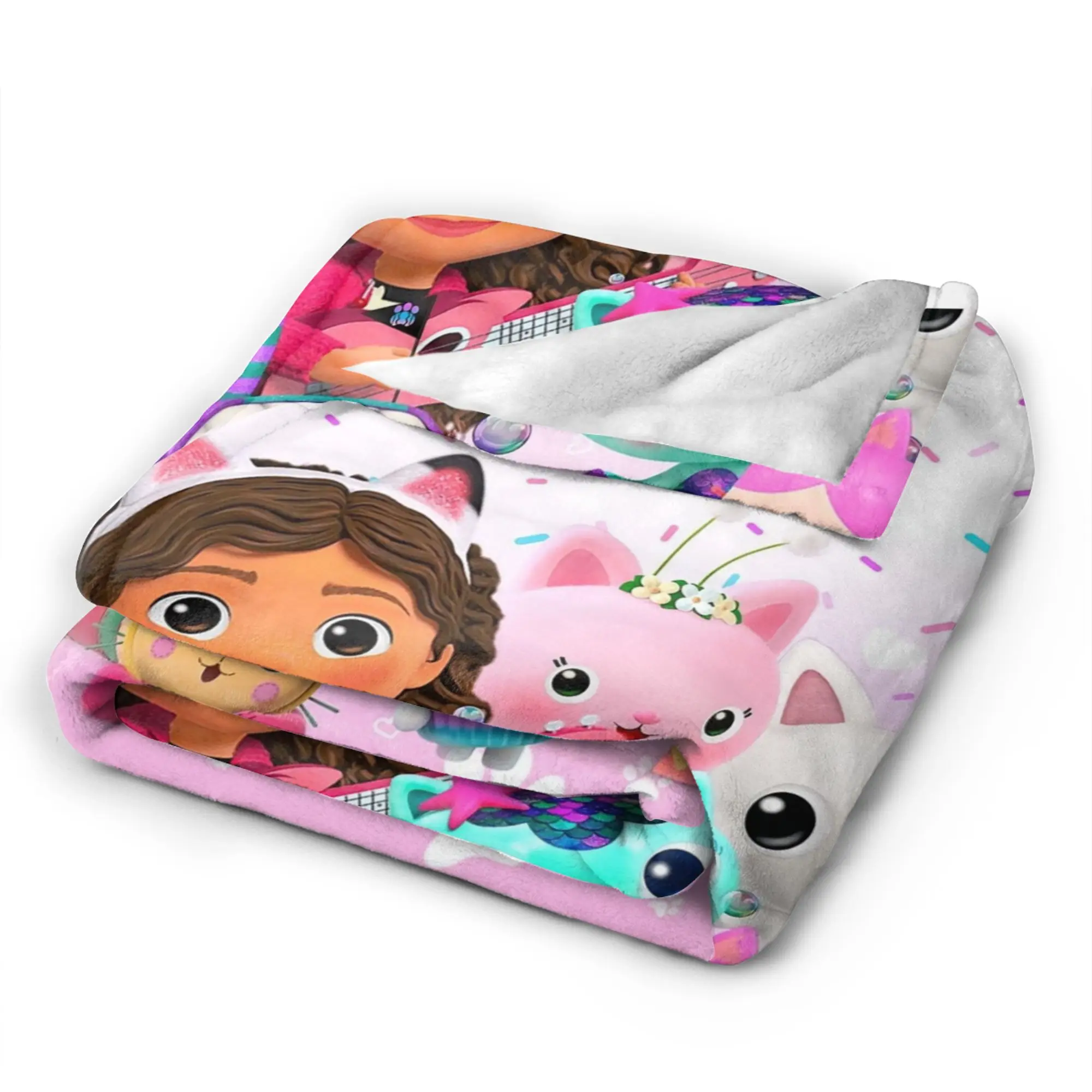 Gabbysed dollhouses Soft Warm Blankets  Child Plush Throw Blanket Graphic Couch Bed Flannel Bedspread Sofa Bed Cover